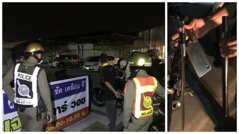 หนุ่มเมาเหล้าควงอีดาบ-อีโต้ บุกร้านคาร์แคร์ อ้างคนงานเร่งเครื่องดัง