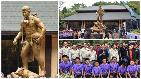 หุ่นหล่อ 'จ่าแซม' ถึงถ้ำหลวง ชาวเชียงรายต้อนรับอบอุ่นสมเกียรติวีรบุรุษ