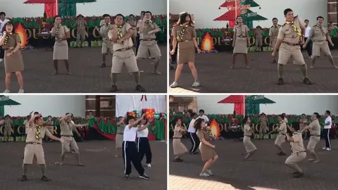 นักเรียนกรี๊ดชอบใจ คุณครูรวมตัวเต้นในงานเข้าค่ายลูกเสือ โซเชียลแห่แชร์ (คลิป)