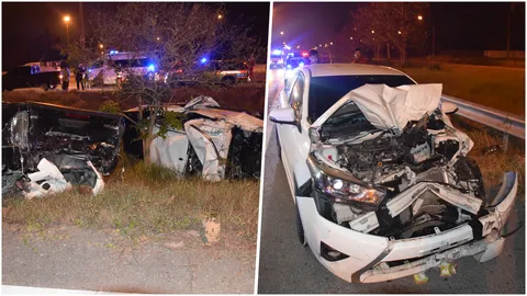 เศร้า! หนุ่มขับรถกระบะถูกรถพุ่งชนท้ายคว่ำ แม่ตัวเองกับลูกชาย 9 ขวบดับ 