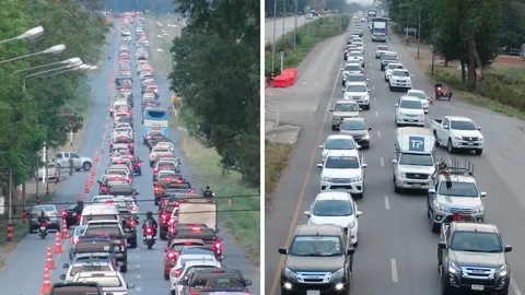 ถนนสาย 304 จราจรยังคับคั่ง รถติดยาว 20 กิโลฯ ตลอดเส้นทาง