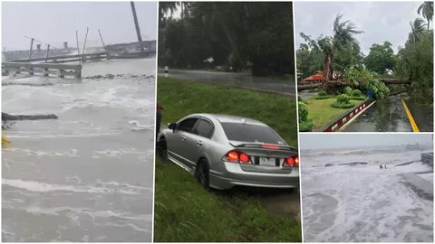 พายุปาบึกเข้าเมืองคอน ซัดต้นไม้เสาไฟล้มระเนระนาด พัดเก๋งปลิวตกถนน