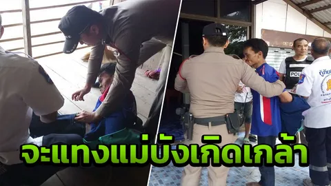 เมายาจนคลั่ง ลูกอาละวาดคว้ามีดแทงแม่บังเกิดเกล้า ชาวบ้านช่วยกันวุ่น