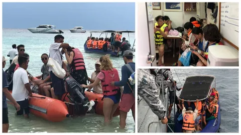 ทัพเรือภาค 3 ส่งเรือรบไปเกาะพีพี-เกาะราชา รับนักท่องเที่ยวกลับเข้าฝั่ง