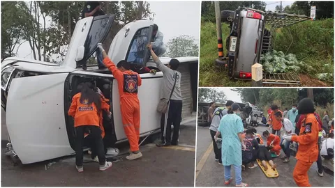 พายุปาบึกทำพิษ ฝนตกถนนลื่นแถวพบพระ รถชนกันระนาวเจ็บ 11 