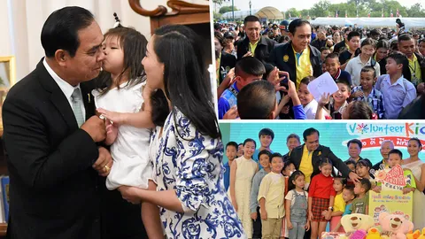 รุมล้อม “ลุงตู่” กรูถ่ายรูปวันเด็กคึกคัก