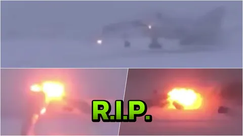 เปิดนาทีสยอง บินทิ้งระเบิดรัสเซีย กระแทกรันเวย์ หักกลางลำ ไฟท่วม ดับ 3 (คลิป)