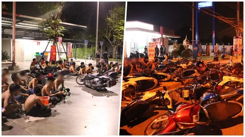 โจ๋นัดแว้นผ่านเฟซบุ๊ก ตร.นิมิตรใหม่ปิดล้อมจับได้ 54 คน ยึดจยย. 95 คัน