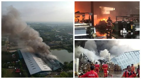 วอดกว่า 10 ล้าน ไฟไหม้โรงงานทอผ้าเมืองชล คนงานหนีตายอลหม่าน 