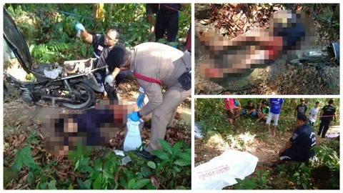 หนุ่มชาวสวนเมืองคอน ขี่ จยย.ขึ้นเขา ปืนใต้เบาะลั่นถูกขาเลือดสาดดับคาที่