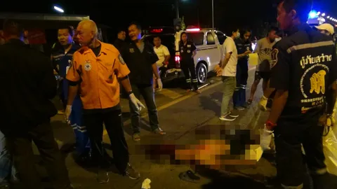 หนุ่มใหญ่เมืองชลขี่จยย. ข้ามถนน ถูกเก๋งชนดับสยองคาที่