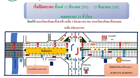 ปิดถนนรัชดาฯ สร้างอุโมงค์ทางลอดแยกราชพฤกษ์ เริ่ม 5 ทุ่มคืนนี้