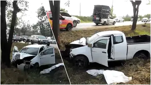 กระบะตกร่องถนน ฟาดอัดต้นไม้ หน้าอบต.เสม็ดใต้ ชาย-หญิงดับคู่