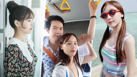 ขึ้นรถแล้วจับห่วงไม่ถึง "ออม-สุชาร์" เลยขอโหนแขน "หนุ่มแอม" แทน