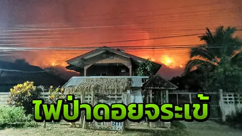 ภาพสุดสะพรึง ไฟป่าปะทุดอยจระเข้ เชียงราย จนท.เฝ้าระวัง 24 ชม.