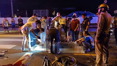 2หนุ่มเพื่อนกัน ขี่ จยย.ชนประสานงาตายคู่ที่ย่านพระสมุทรเจดีย์