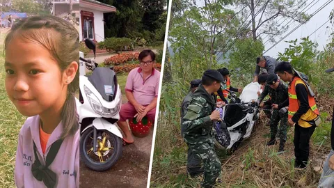 หาทั้งคืนไม่เจอ เช้าพบเป็นศพ 2 พ่อลูก รถแหกโค้งชนต้นไม้ดับ