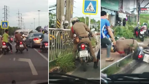 อย่าด่วนตัดสิน ผกก.เชิงทะเล แจงตำรวจขี่ จยย. เซไปมา ก่อนล้มริมฟุตปาท (คลิป)