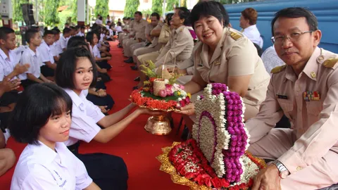 พานไหว้ครูบึงกาฬจัดเต็ม นักเรียนสะท้อนความคิดสร้างสรรค์ แฝงความหมายดีๆ