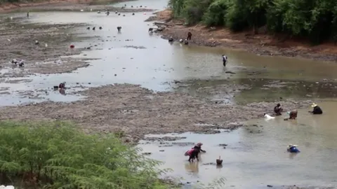 มหาสารคามเจอฝนทิ้งช่วง ทำน้ำชีแห้งหนัก ชาวบ้านแห่ขุดหาหอยทรายไปกิน