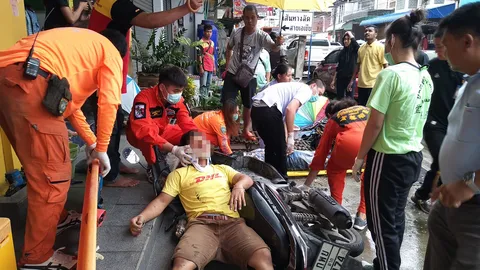 สองคนงานเมียนมา ปีนหลังคาทำความสะอาดท่อระบายน้ำฝน พลาดตกพื้นเจ็บสาหัส