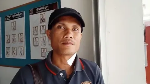 หนุ่มถูกฟันคอ มาดูตัวผู้ต้องหา พร้อมขอบคุณ ตร.ห้วยเม็กตามจับคนร้ายได้