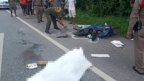 สาว ม.3ชัยนาท ขี่ จยย.ถูกรถพ่วงชนทับร่างแหลกตายคาถนน แล้วซิ่งหนี