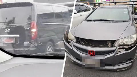 ตามหารถตู้ป้ายแดงถอยหลังออกจากซอง ยิ่งขยับ ยิ่งขูด เก๋งข้างๆ สุดซวย (คลิป)