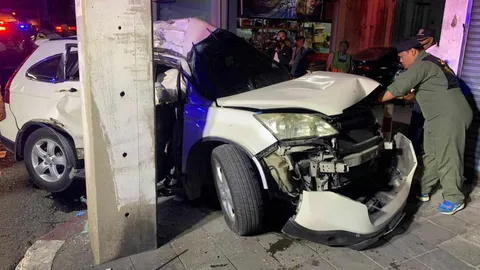 ผู้กำกับศิลป์ยอดเยี่ยม หนังก้านกล้วย ขับซีอาร์วีแหกโค้งชนเสาไฟ ดับ