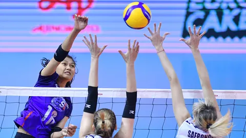 ลุ้นสนุก "วอลเลย์บอลสาวไทย" ตบดุคว่ำคาซัคฯ 3-1 เซต ทะลุชิงเกาหลีใต้