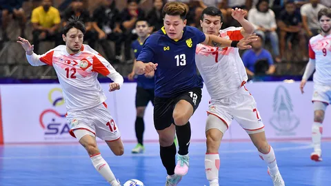 ช้างศึกโต๊ะเล็กชุดบี ฟอร์มดุ ไล่อัด ทาจิกิสถาน 4-2 ศึกฟุตซอล SAT 