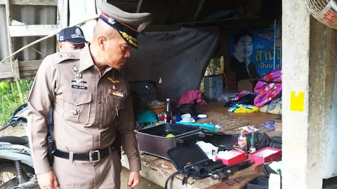 ตร.พัทลุงบุกขนำที่กงหรา ยึดยาเสพติด อาวุธปืนและระเบิด ส่วนคนร้ายหนีทัน