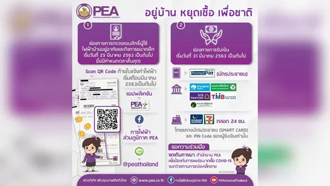 PEA ขอความร่วมมือผู้ใช้ไฟฟ้าลงทะเบียนรับเงินประกันการใช้ไฟฟ้า ผ่านช่องทางออนไลน์