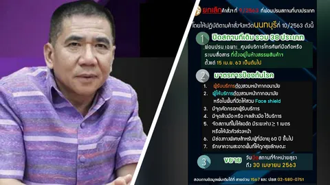 'นนทบุรี' เลิกคำสั่งผ่อนปรนเปิดสถานที่จำเป็น เว้นศูนย์มือถือในห้าง