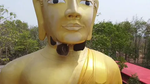 ฝูงผึ้งหลวงทำรังใต้คางองค์หลวงพ่อใหญ่ ชาวบ้านพะเยาเชื่อหนีร้อนมาพึ่งเย็น