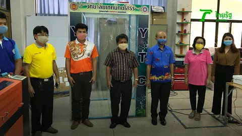 เทคนิคยโสธร สร้างตู้พ่นฆ่าเชื้อโควิด เครื่องฆ่าเชื้อหน้ากากอนามัย