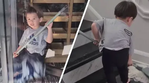 ชมพู่ อารยา เปิดบ้านใหม่ เผยคลิปน่ารัก น้องสายฟ้า ช่วยแม่บ้านถูพื้น (คลิป)