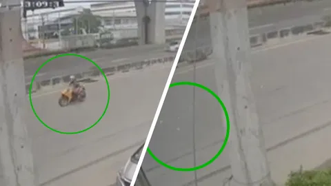 เงินปลิวว่อน คนขี่บิ๊กไบค์ทำตก 30,000 จอดรถ วิ่งเก็บเต็มถนน (คลิป)