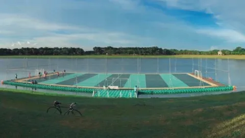 อีกหนึ่งสนามลอยน้ำของเมืองไทย สนามฟุตซอลกลางน้ำ ศูนย์กีฬาหนองบอน