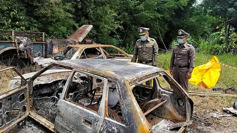 ศพไหม้ในรถคดีฆ่าอำพราง ตำรวจจับเจ้าของสังหารคนอื่นแล้วจุดไฟเผา