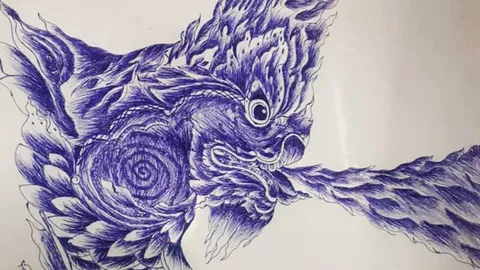 ชื่นชม เด็กวัย 13 ใช้เพียงปากกาวาดภาพ "พญานาค" สวยงามไม่ถึง 1ชั่วโมง