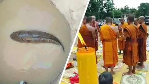 เพชรบูรณ์แล้งหนัก ชาวบ้านเชิญพระสงฆ์ 9 รูป สวดคาถาปลาช่อนขอฝน (คลิป)