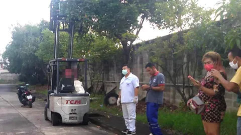 หนุ่มโรงงานชะตาขาด ใช้รถโฟร์คลิฟต์เก็บชมพู่ ร่วงถูกหนีบดับ 