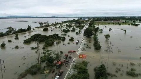 น้ำท่วมอรัญประเทศลดลงอย่างรวดเร็ว หลังอ่างเก็บน้ำโอไคดอนในเขมรแตก