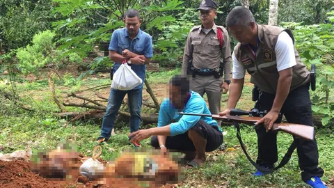 ตร.จับหนุ่มกระบี่ ยิงหมาตายแล้วนำฝังดิน 2 ตัว อ้างพิการไม่อยากให้ทรมาน