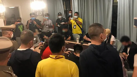 บุกทลายบ่อนในพัทยารวบ 21 ผีพนัน รวม 4 สัญชาติ ชิปเงินสด 8 ล้านบาท