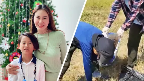 นาเดีย เผยภาพลูกชายลุยๆ รับจ้างเก็บขี้วัว ปลูกต้นไม้ ในช่วงโควิด