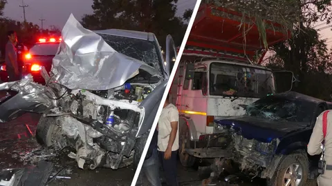 ชนกันเละ กระบะประสานงาสนั่น หมุนฟาดสิบล้อ ตายคาซาก 1 เจ็บ 3 ราย