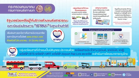 รัฐบาลช่วยผู้ให้บริการด้านขนส่งสาธารณะ ลงทะเบียนร่วมโครงการ "เราชนะ" ในฐานะร้านค้าได้