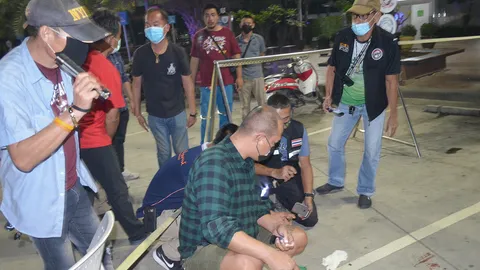 โจ๋สุพรรณบุรีโหด นั่งซดเหล้าในปั๊ม ตร.ออกไปเตือนกลับถูกยิงดับ